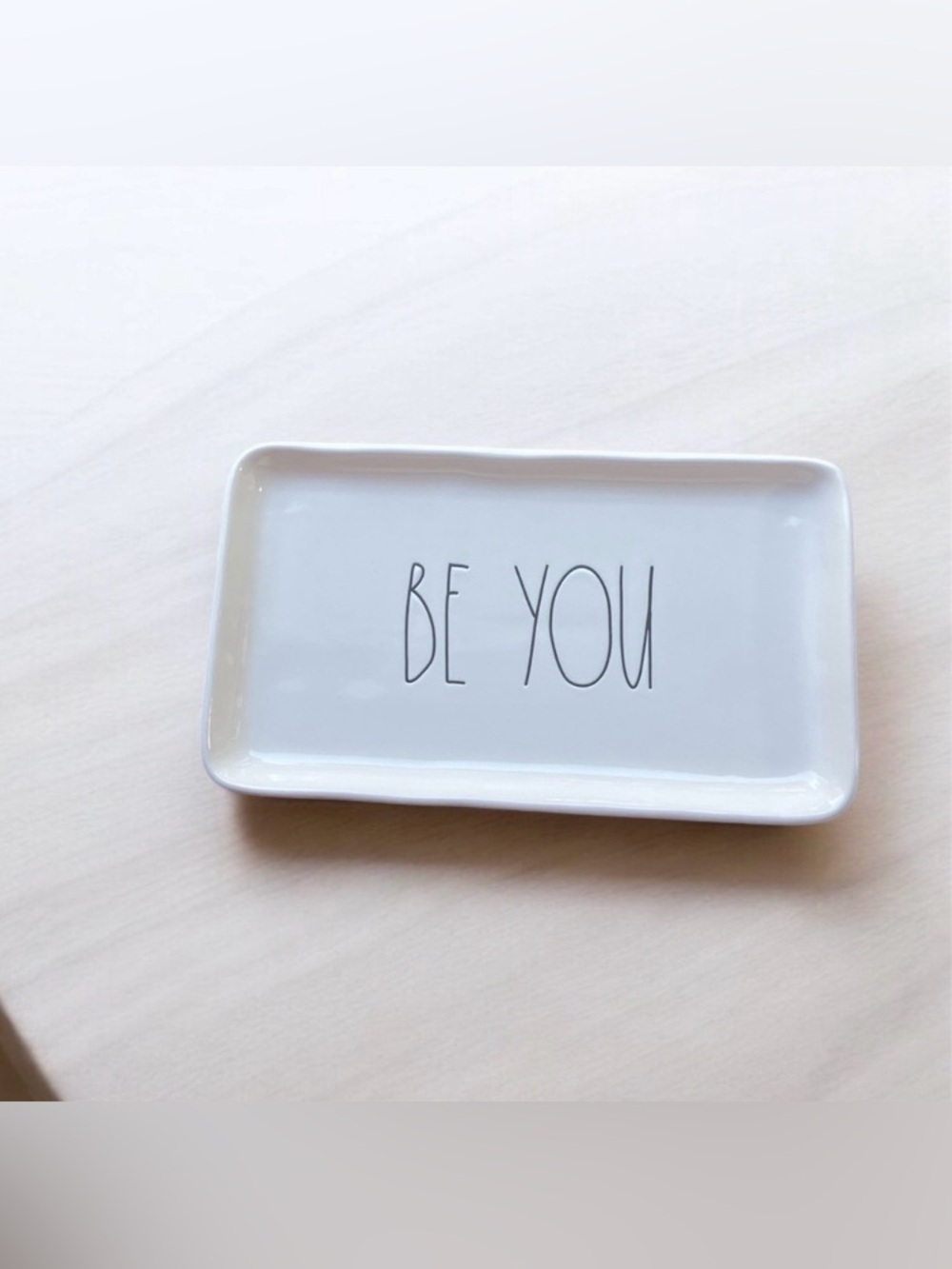 Rae Dunn "BE YOU" Rectangular Serving Jewelry Tray Minimalist Dish